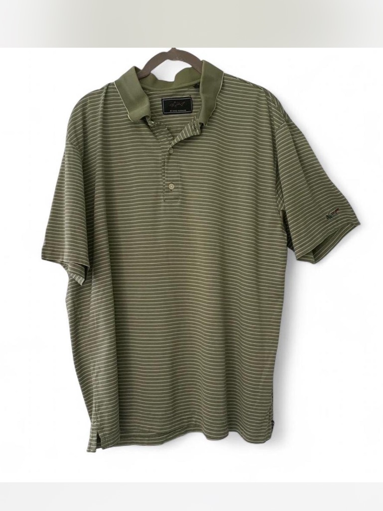 Preppygolfwear Greg Norman Collection Green Striped Polo Xl